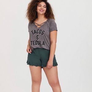 2/$30 Torrid | Green Gauze Ruffle Hem Short